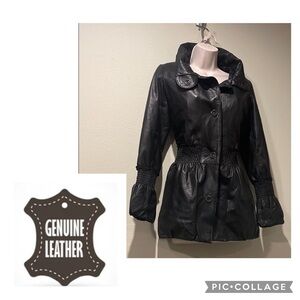 Knowles & Carter Black Leather Jacket Fitted Silhouette, S